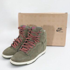 Nike Dunk Sky Hi Medium Olive Green Suede Sneakers Wedge Heelm Womens Size 8 NWB